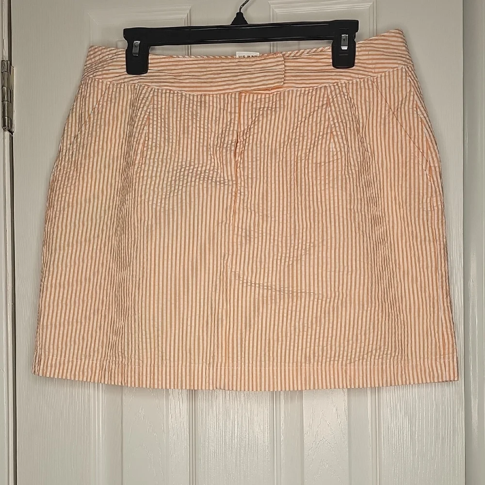 Striped Peach Mini Skirt with Front‎ Seams